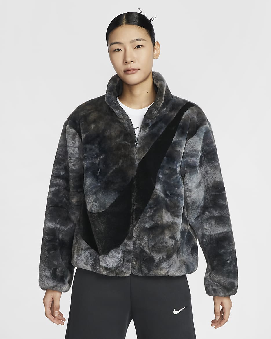 Nike black fur coat hotsell